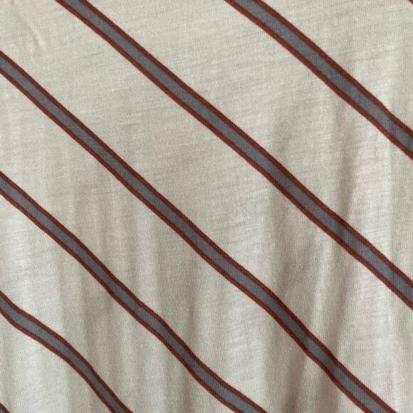 NWT LOFT Petite Small Diagonal Stripe Short Sleeve Blouse White Red Grey Top - Picture 7 of 8